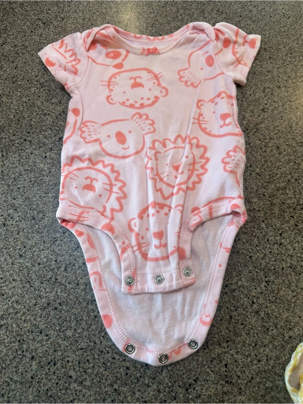 Carter's Pink Animal Face Short-Sleeve Baby One-Piece